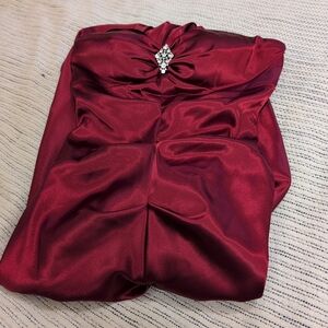 Elegant Strapless Red Satin Dress